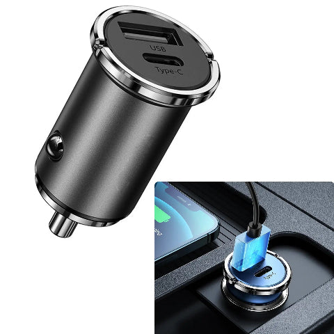 Compact Car Charger – Double USB Port and Fast