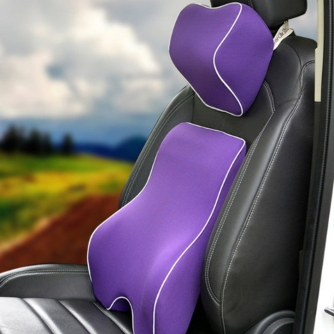 Coussin De Soutien Lombaire Et Appui-Tête En Mousse À Mémoire — Confort Et Soulagement Du Dos