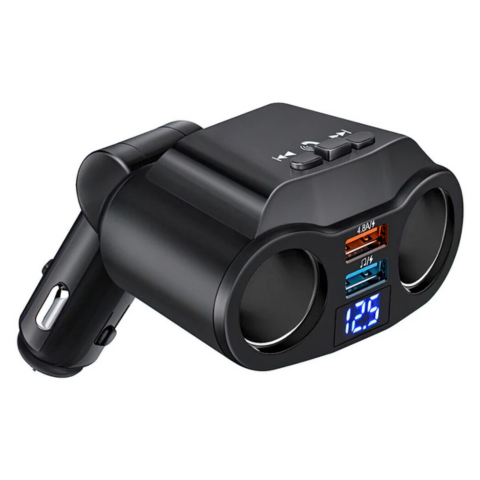 Autós szivargyújtó adapter - kettős USB port és digitális kijelző