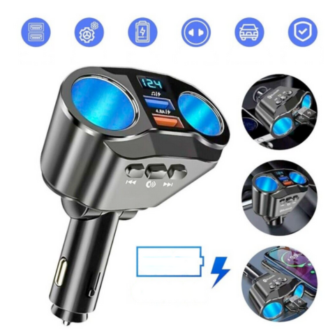 Autós szivargyújtó adapter - kettős USB port és digitális kijelző
