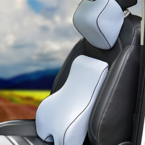 Coussin De Soutien Lombaire Et Appui-Tête En Mousse À Mémoire — Confort Et Soulagement Du Dos