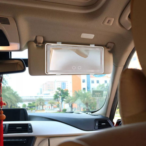 Espejo LED De Parasol Para Coche – Iluminación Ajustable Y Recargable 