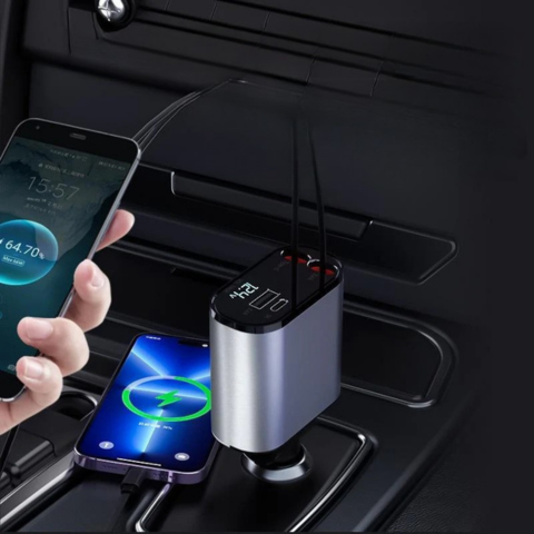 Caricatore per Auto 4-In-1 — Ricarica Rapida e Versatile 